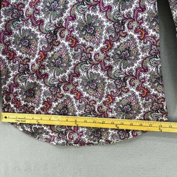 J. Crew Top Women's XS Multi Color Paisley Print Long Sleeve Business Casual - Picture 9 of 9